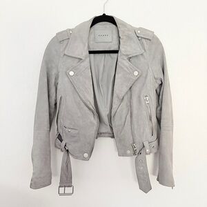 Blank NYC grey leather suede moto jacket XS